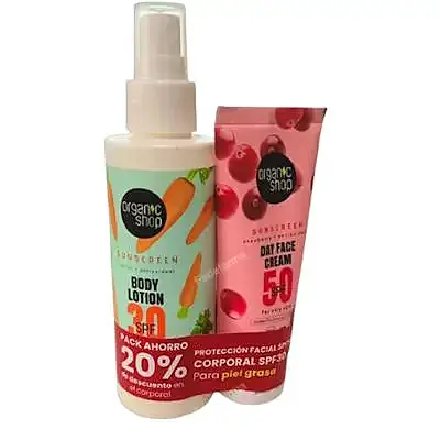 Pack ahorro crema facial y loción SPF30, Organic Shop