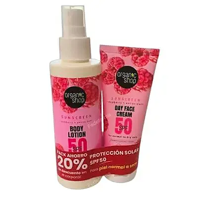 Pack ahorro crema facial y loción SPF50, Organic Shop