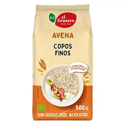 Copos avena finos BIO 500 g, El Granero