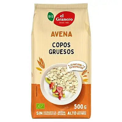 Copos gruesos de avena integral BIO 500 g, El Granero