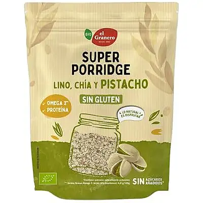 Super porridge lino chia pistacho s/g e. g 350 g, El Granero