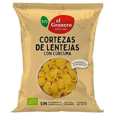 Cortezas de lentejas con cúrcuma BIO 65 g, El Granero