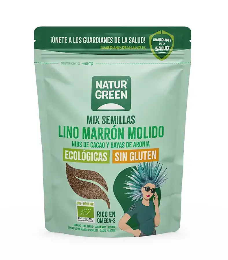 Semillas de lino, nibs cacao y aronia BIO 150 g, Naturgreen