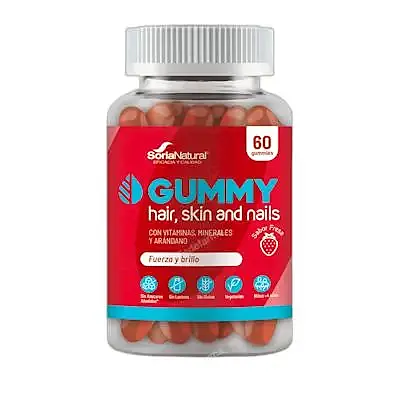 Hair skin nails fresa 60 gummies, Soria Natural