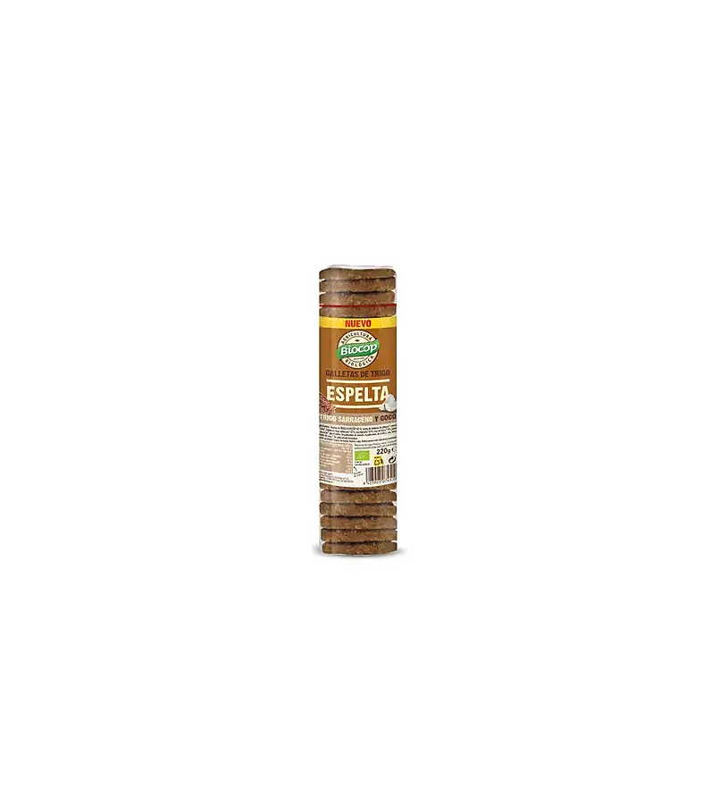Galleta trigo espelta sarraceno coco 220 g, Biocop